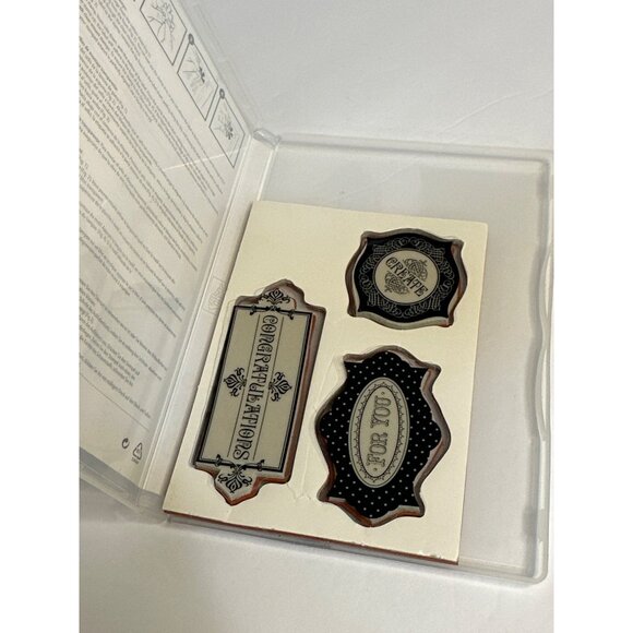 PREOWNED Stampin’ Up! Sale-A-Bration “Layered Labels” 3-Piece Cling Stamp 2 of 2 - Picture 4 of 5